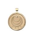 Gold Coin Pendant with Jane Win moon and star logo and word FREE underneath