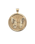 Gold Coin Pendant with Butterfly Illustration