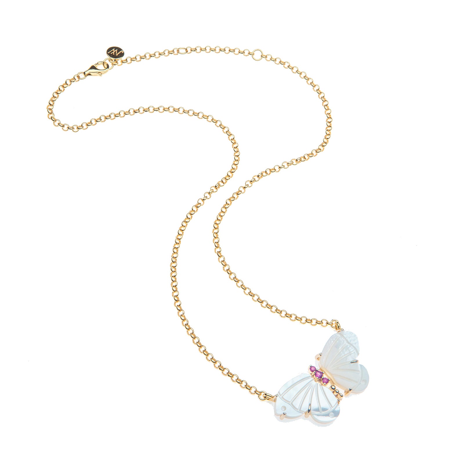 FREEDOM Stone Butterfly Necklace in Mother of Pearl – Jane Win Jewelry
