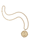 Gold original Gemini coin pendant on grande rolo chain