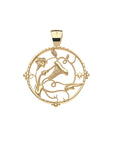 Back of gold cutout grace coin pendant features the word GRACE on the largest flower