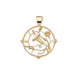 Gold cutout grace coin pendant features morning glory flowers and twisting vines