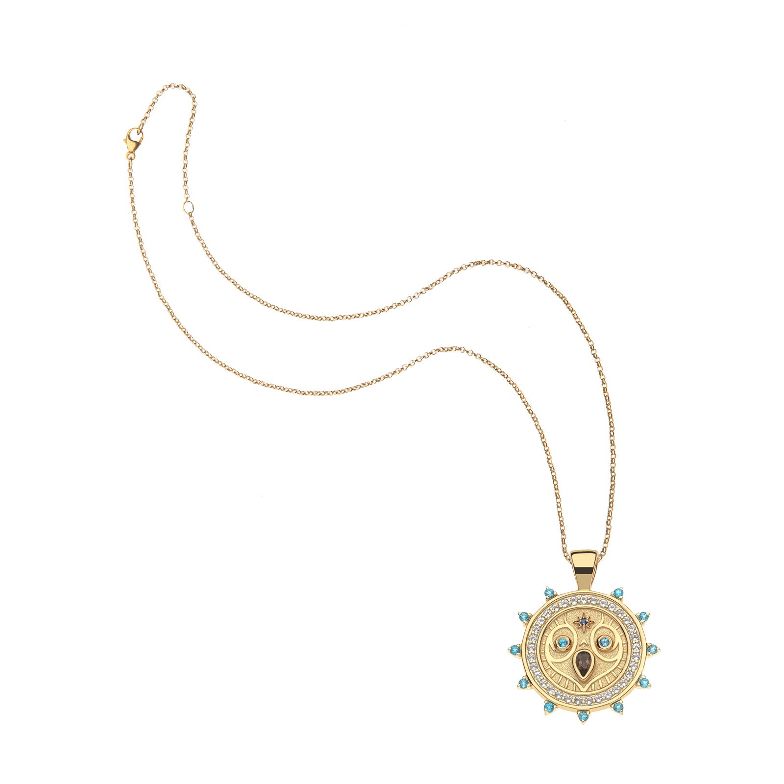 Embellished owl pendant on the classic rolo chain