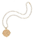 Gold Coin on Gold Drawn Link Chain