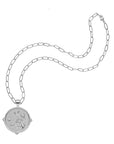 Silver Grace coin on drawn link chain