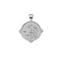 Silver coin pendant featuring morning glory design