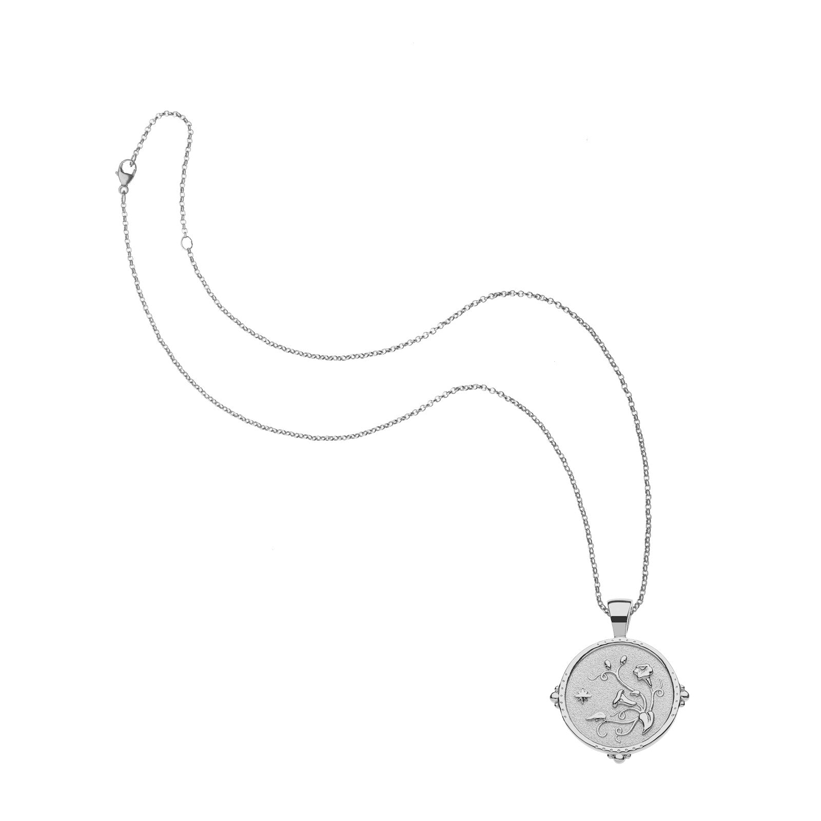 Silver grace coin on the classic rolo chain