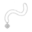 Silver grace coin on drawn link chain