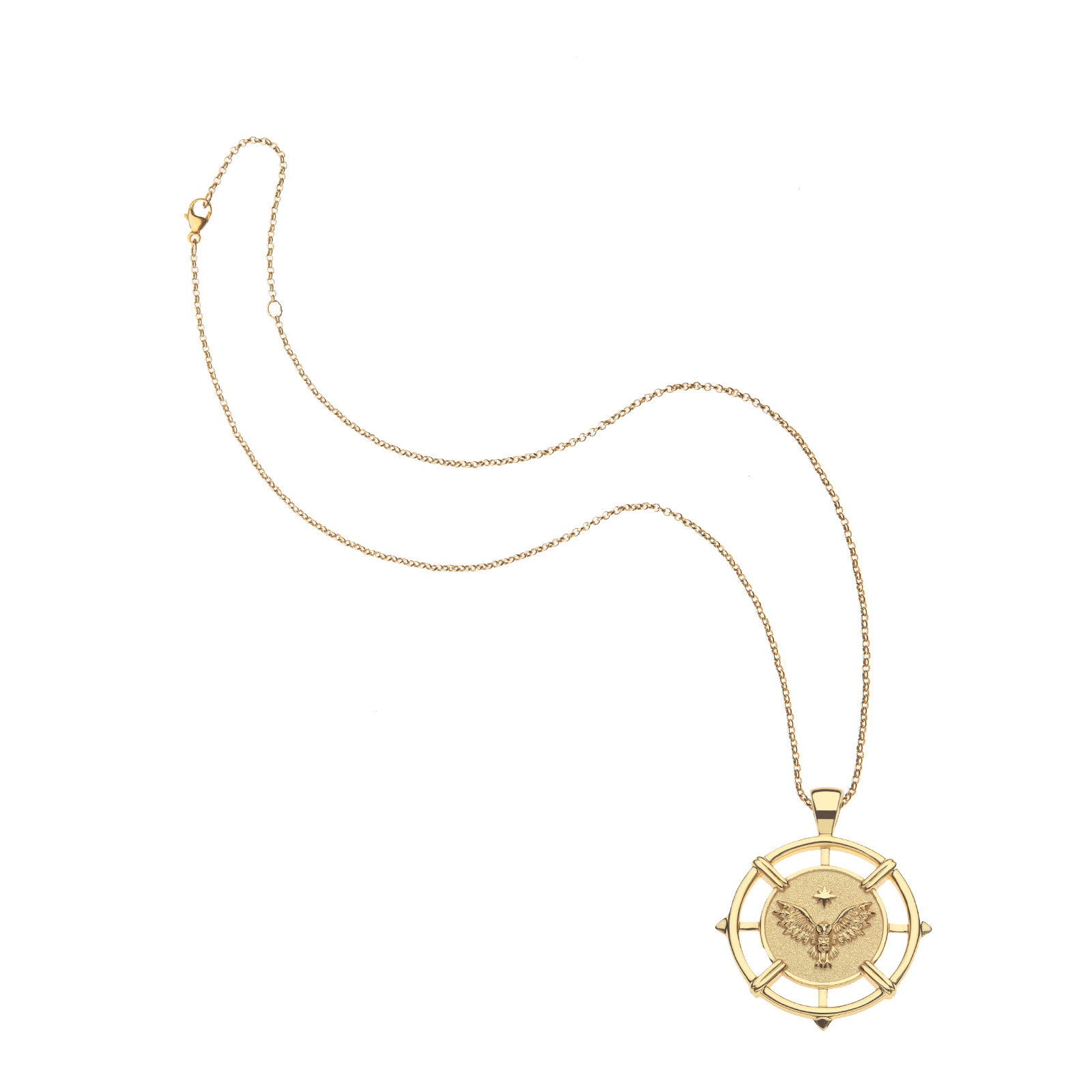 Grace owl coin pendant on the classic rolo chain