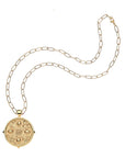 Gratitude tile coin pendant on the drawn link chain