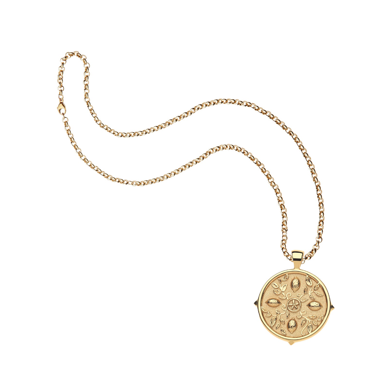 Gratitude tile coin pendant on the grande rolo chain