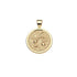 Gold coin pendant featuring a branch with lemons and lemon blossoms along with the phrase "LA PLUS BELLE FLEUR"