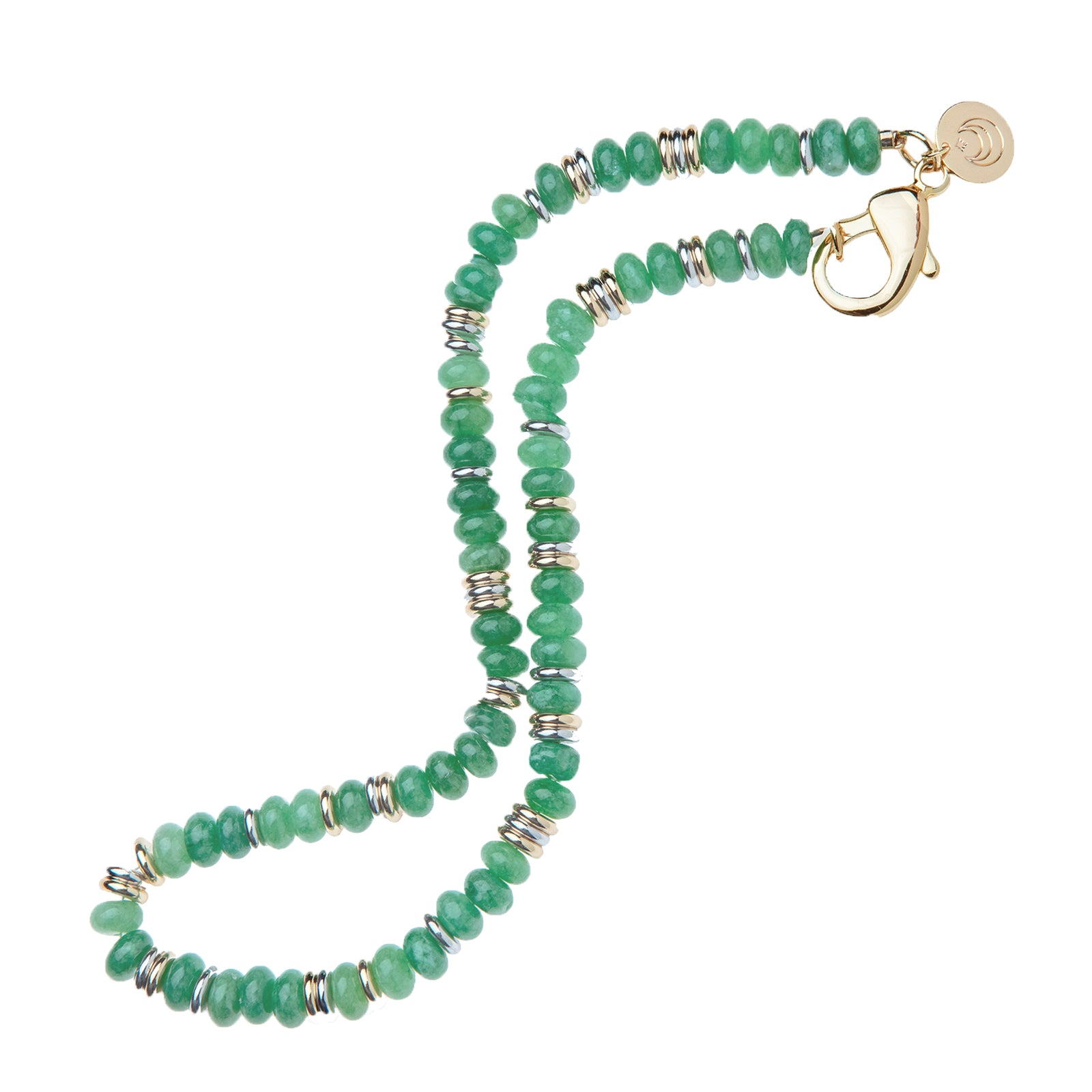 Green jade gumdrop beaded necklace