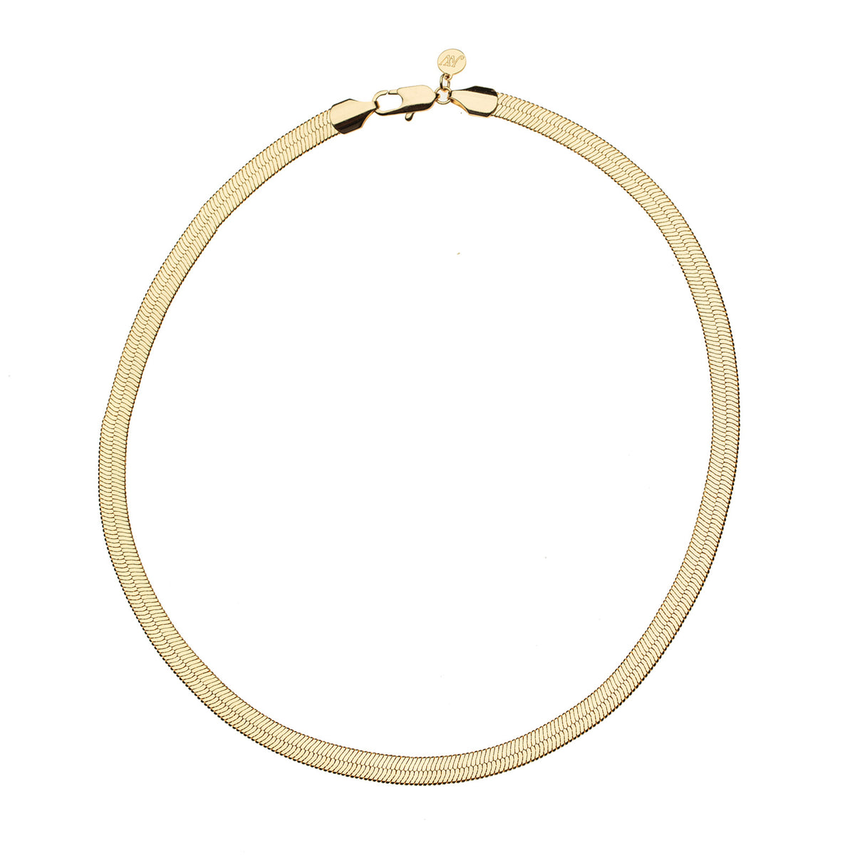 Gold herringbone chain necklace