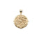 Gold Small Coin Pendant with floral design in four quadrants