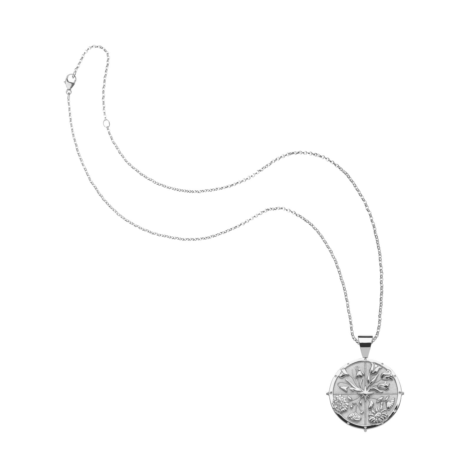 Silver Small Hope Coin Pendant on classic rolo chain