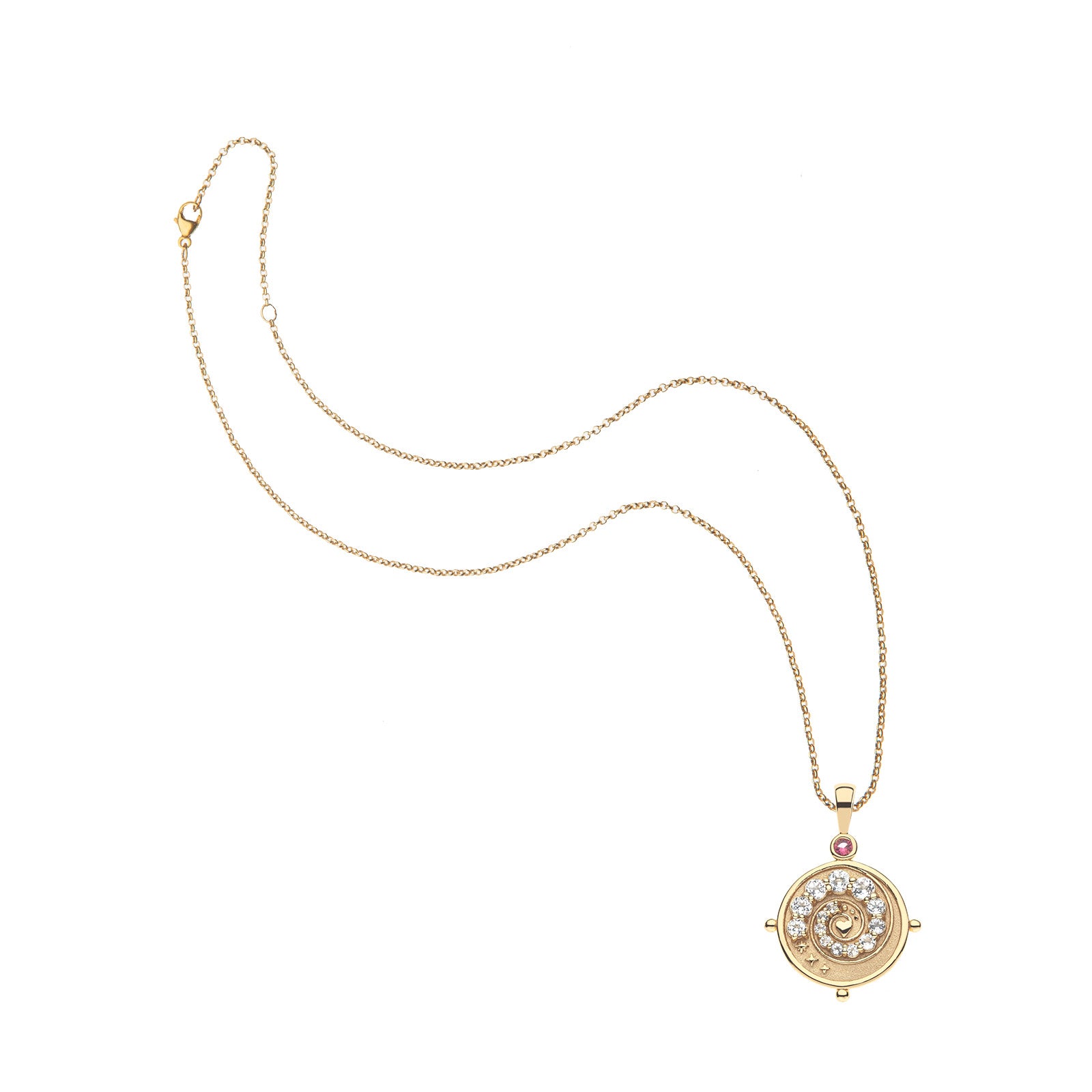 Gold inspiration petite embellished coin on the classic rolo chain