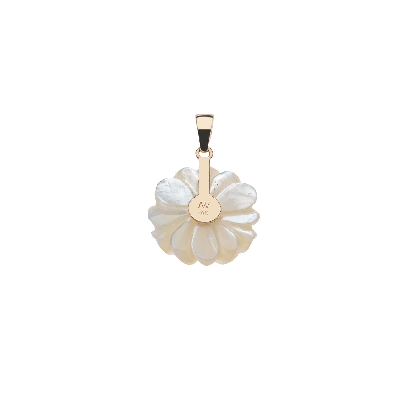 JW x Lewis Miller Carved Anemone Flower Pendant in Mother of Pearl