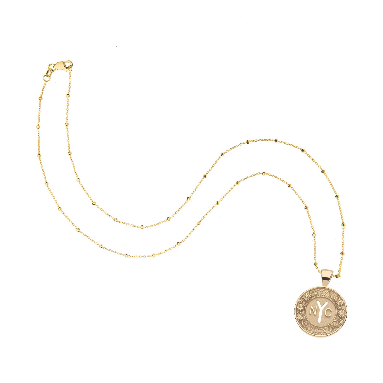 JW x Lewis Miller NYC Small Pendant Coin in 14k Gold