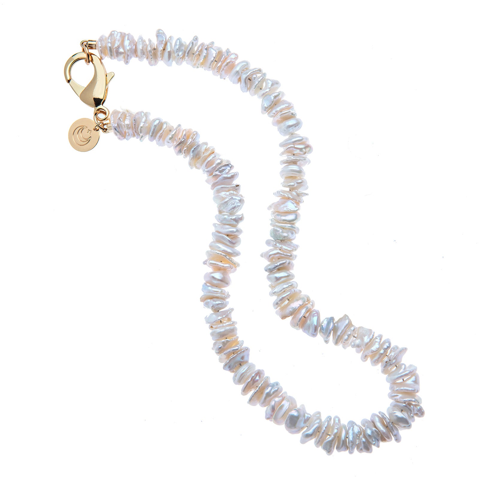Beaded necklace of mother of pearl discs