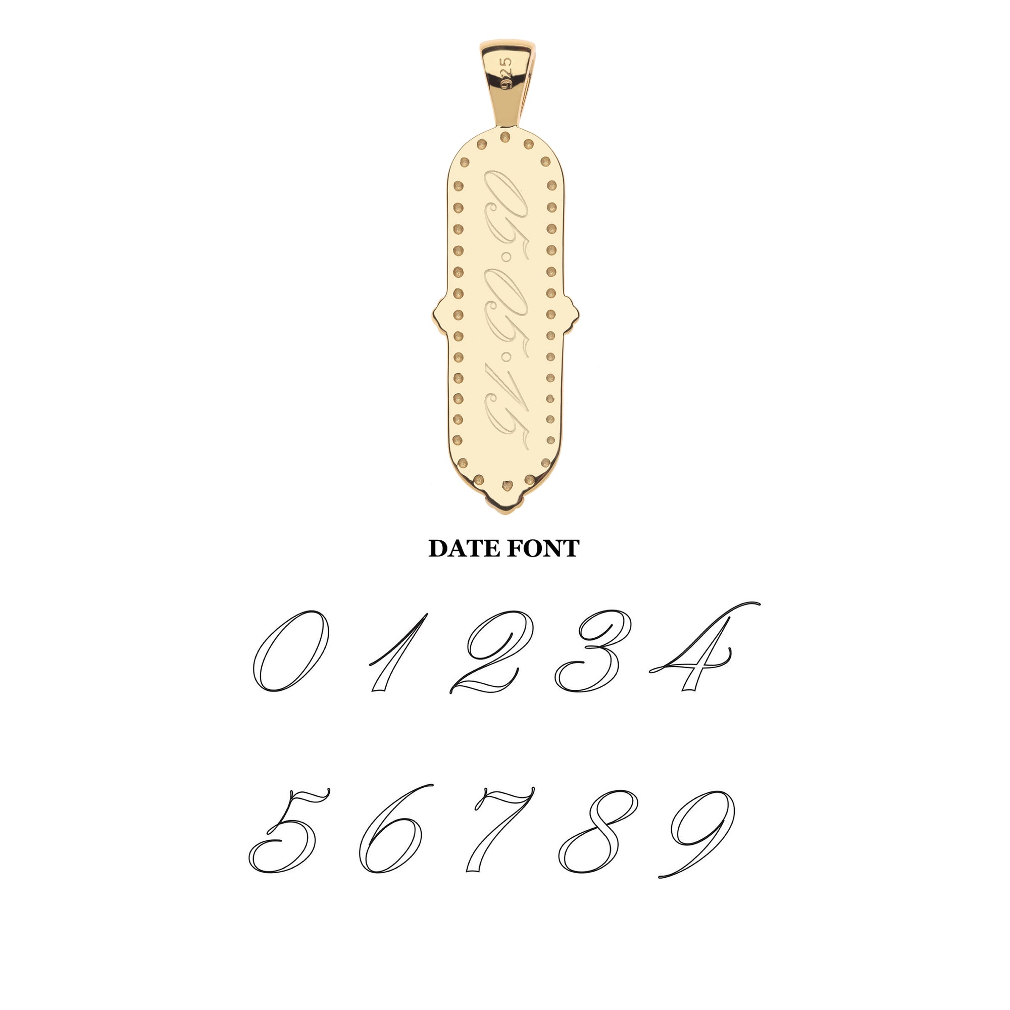 Date font engraving option on the joy camellia dogtag