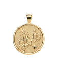 Gold coin pendant features camellia flowers and 8 point star detail