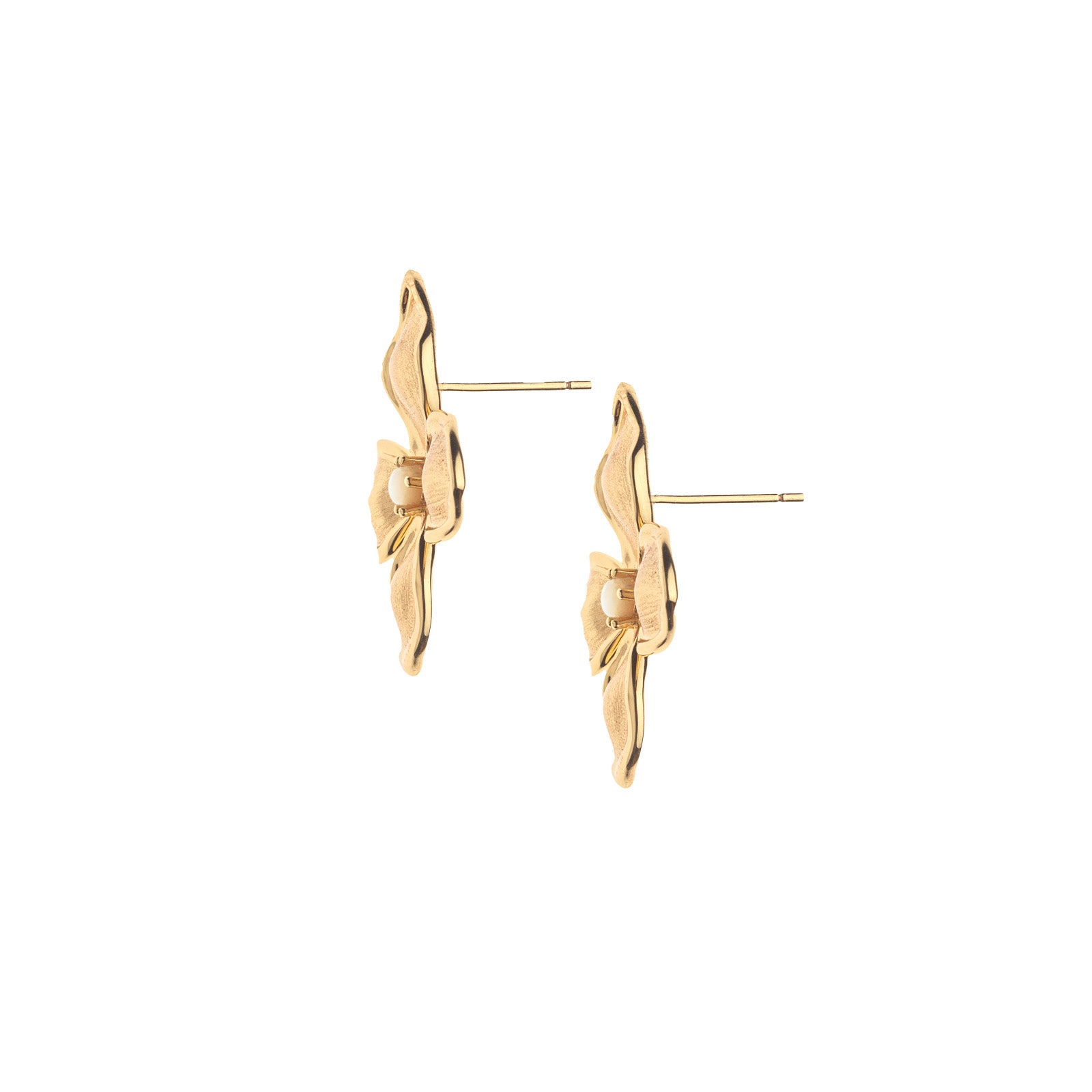 Side view of gold dogwood studs