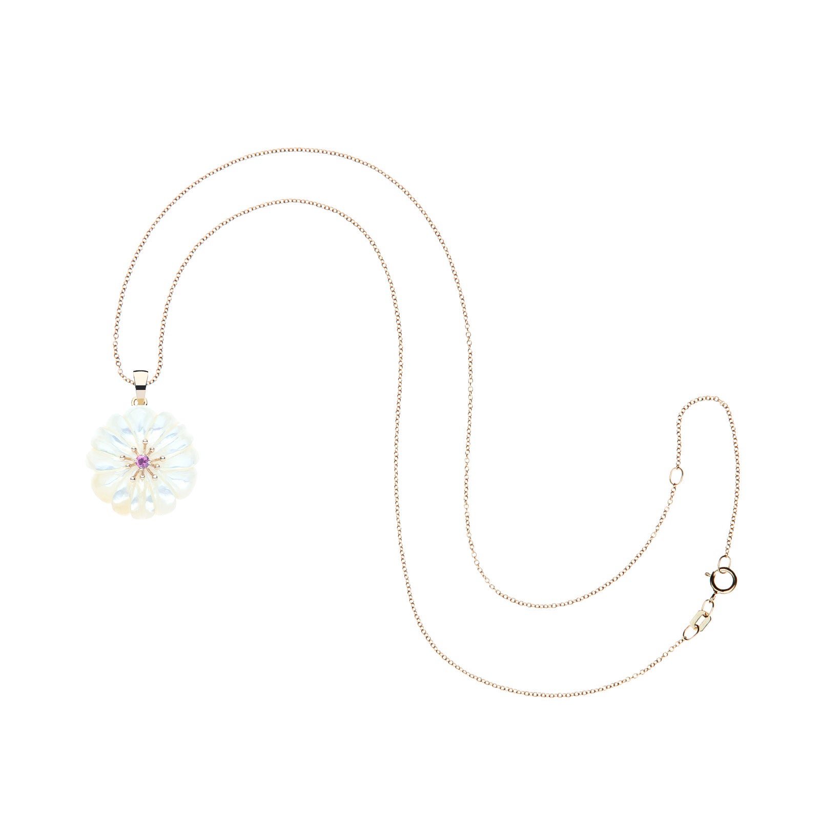 Mother of pearl daisy on 10 karat adjustable chain