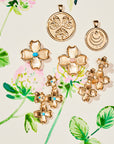 JOY Dogwood Flower Earrings with Turquoise Stones