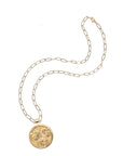 Gold Coin on Gold Drawn Link Chain