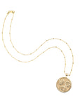 Gold Joy coin on 18 inch 14 karat beaded satellite chain