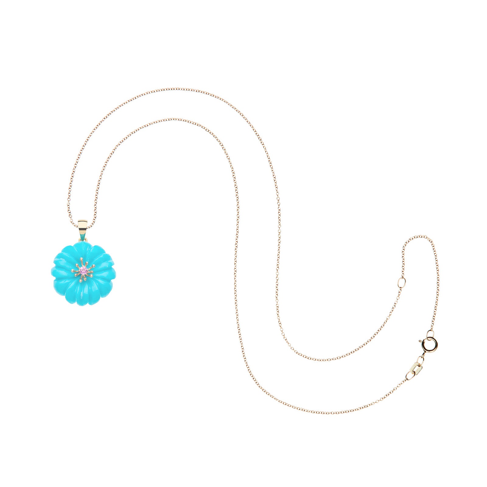 Carved daisy on 10 karat adjustable chain