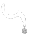 Silver small Joy coin on classic rolo chain