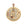Jumbo gold coin pendant featuring the word LOVE embellished with pink tourmaline and white topaz stones 