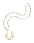 Jumbo lucky horseshoe pendant on the drawn link chain