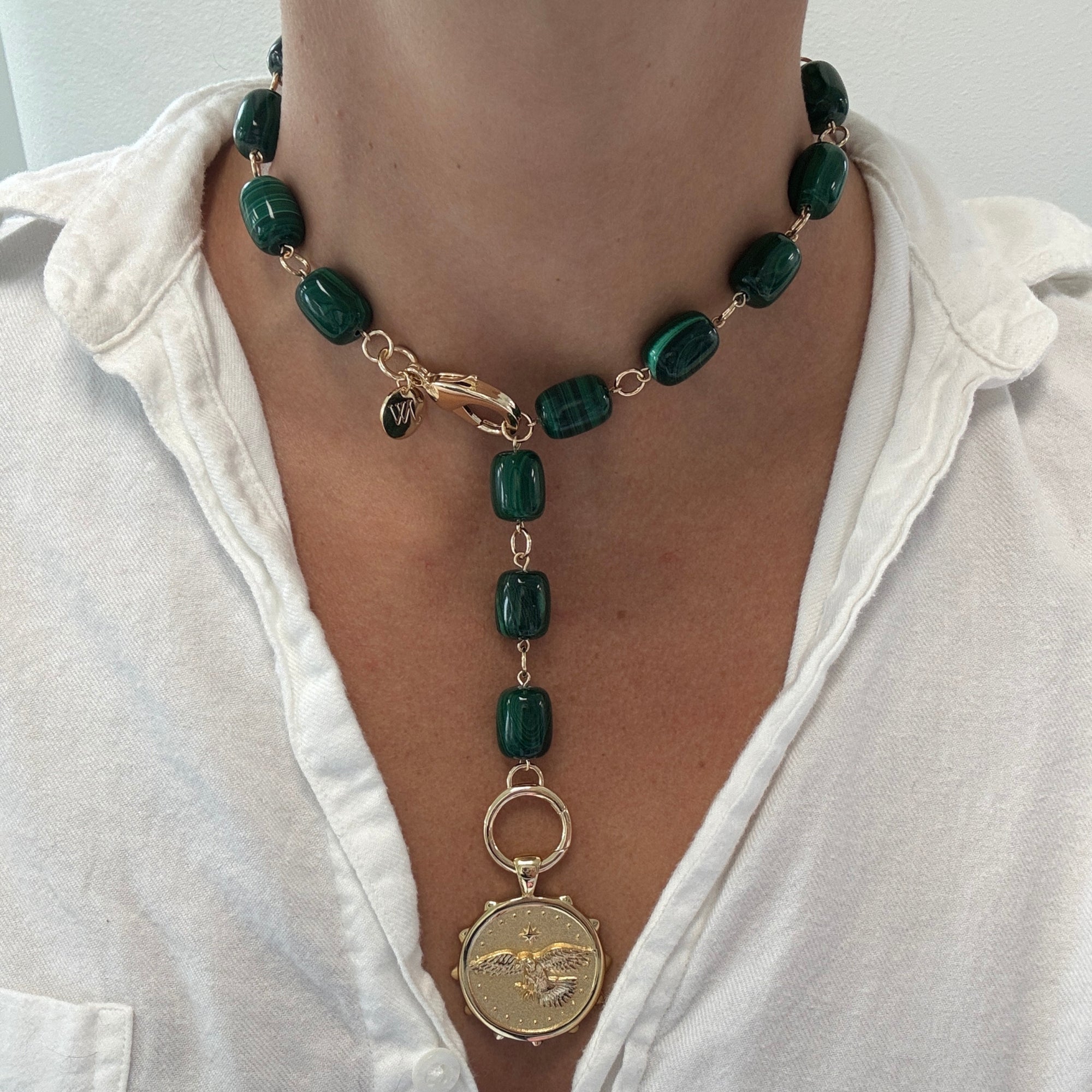 Chunky Malachite Lariat Necklace