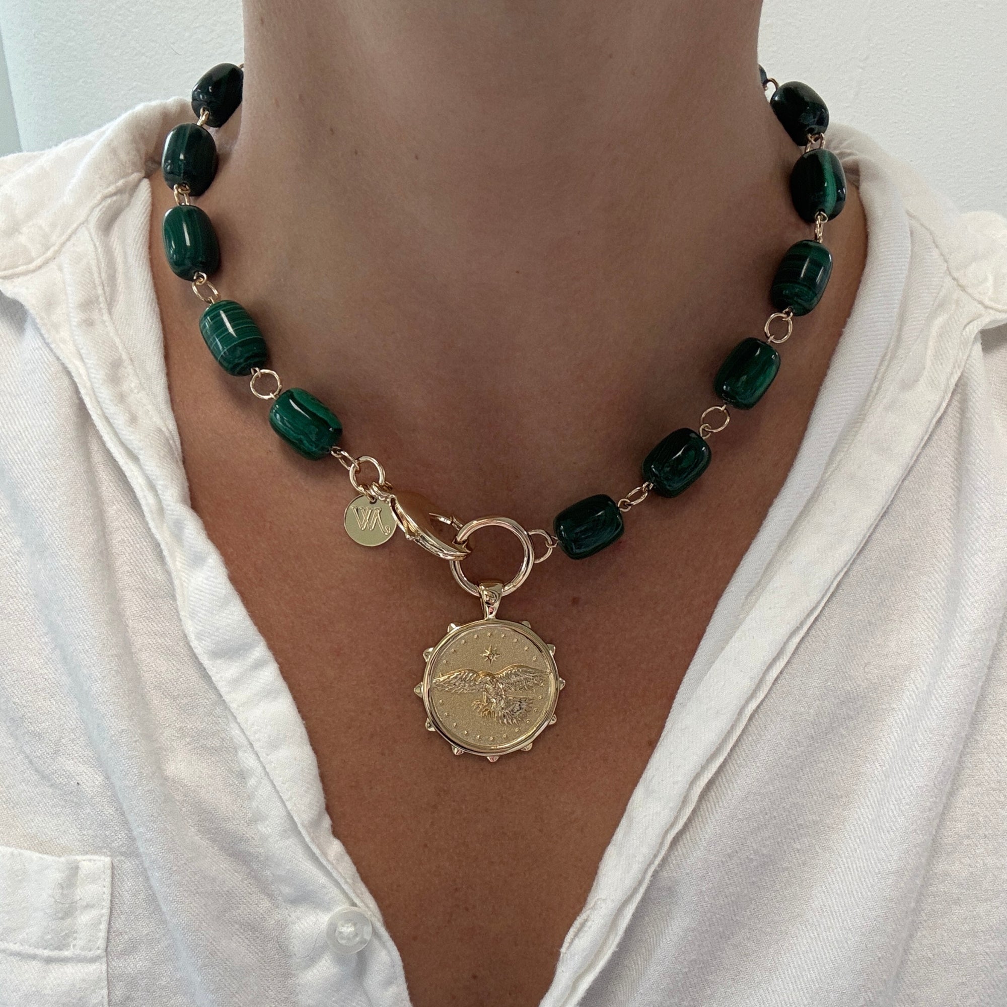 Chunky Malachite Lariat Necklace
