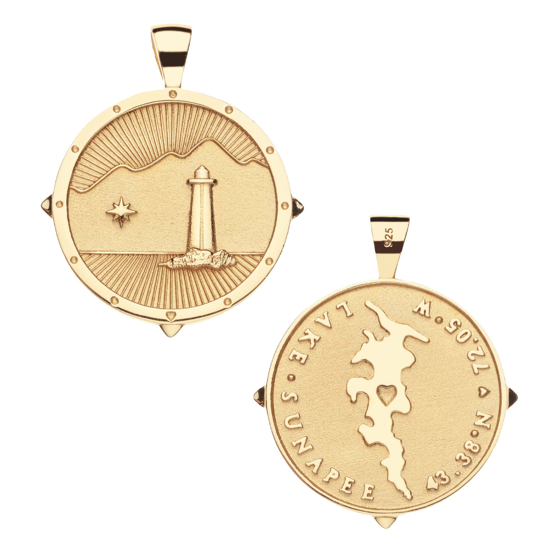 Pendant Coin Necklace Location - LAKE SUNAPEE – Jane Win Jewelry