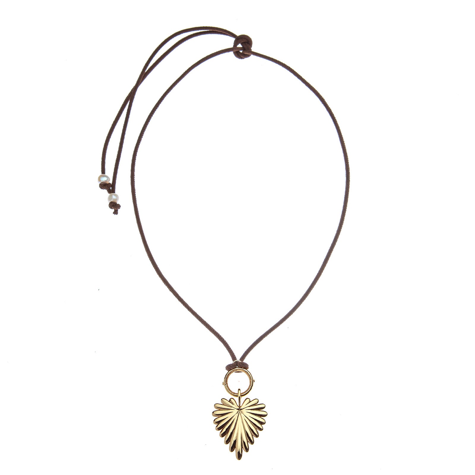 Leather lariat with the full heart pendant attached