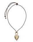 Leather lariat with the full heart pendant attached