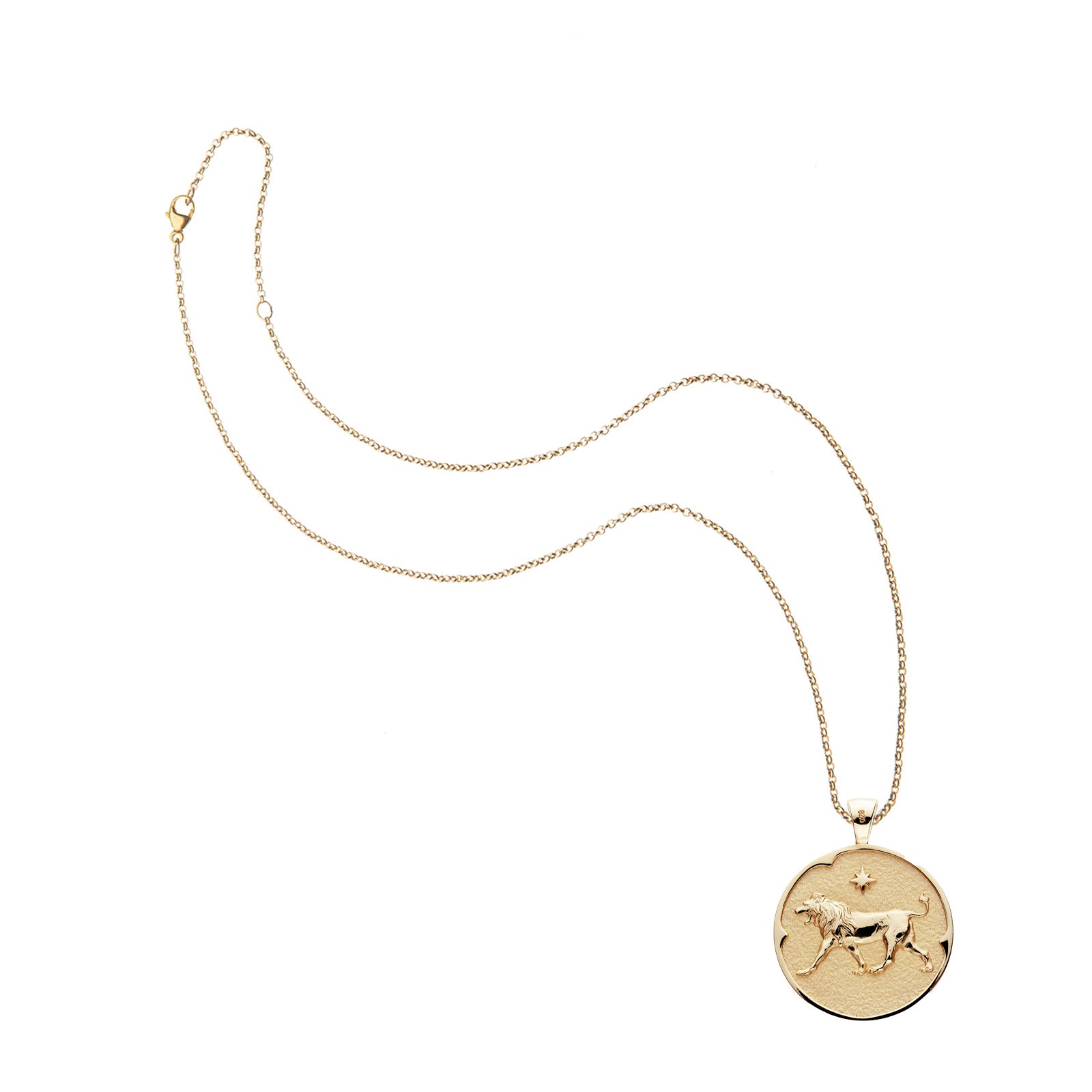 Gold original Leo coin pendant on classic rolo chain