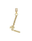 Gold letter L pendant with flower detail and white topaz accents on the bail