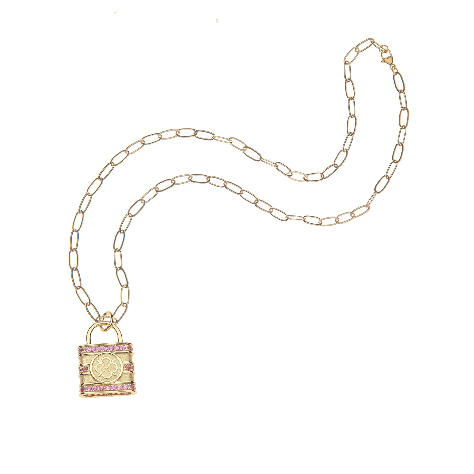 Lock pendant on drawn link chain