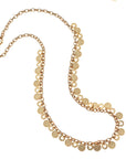 Love amore chain necklace with fringe of tiny coins