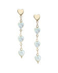 LOVE Carved Mother of Pearl and Gold Heart Earrings