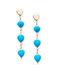LOVE Carved Turquoise and Gold Heart Earrings
