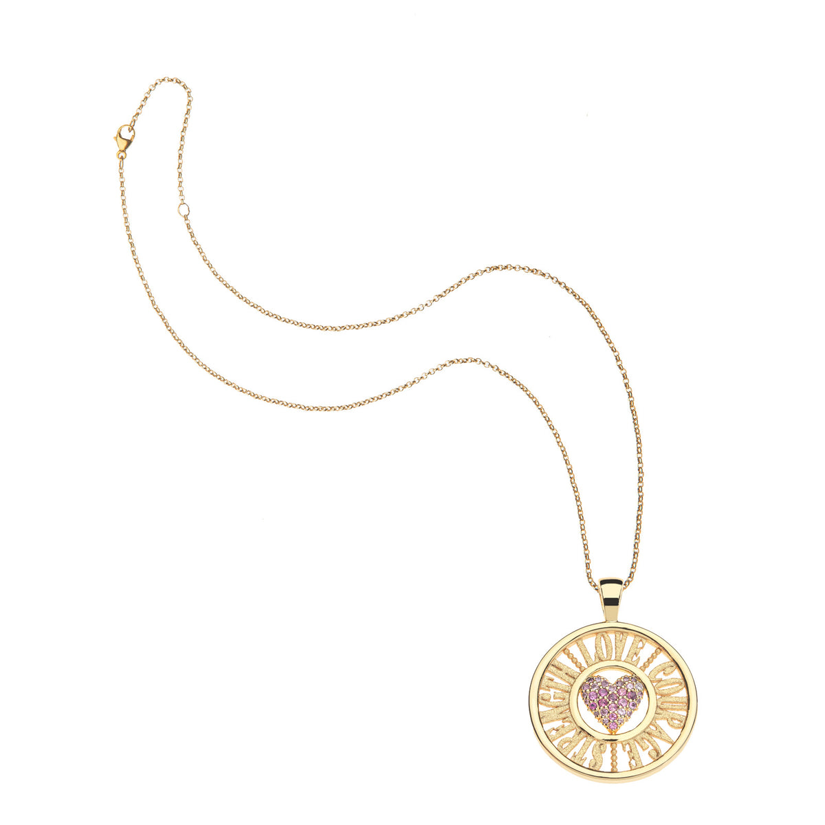 Love courage strength cutout coin on the classic rolo chain