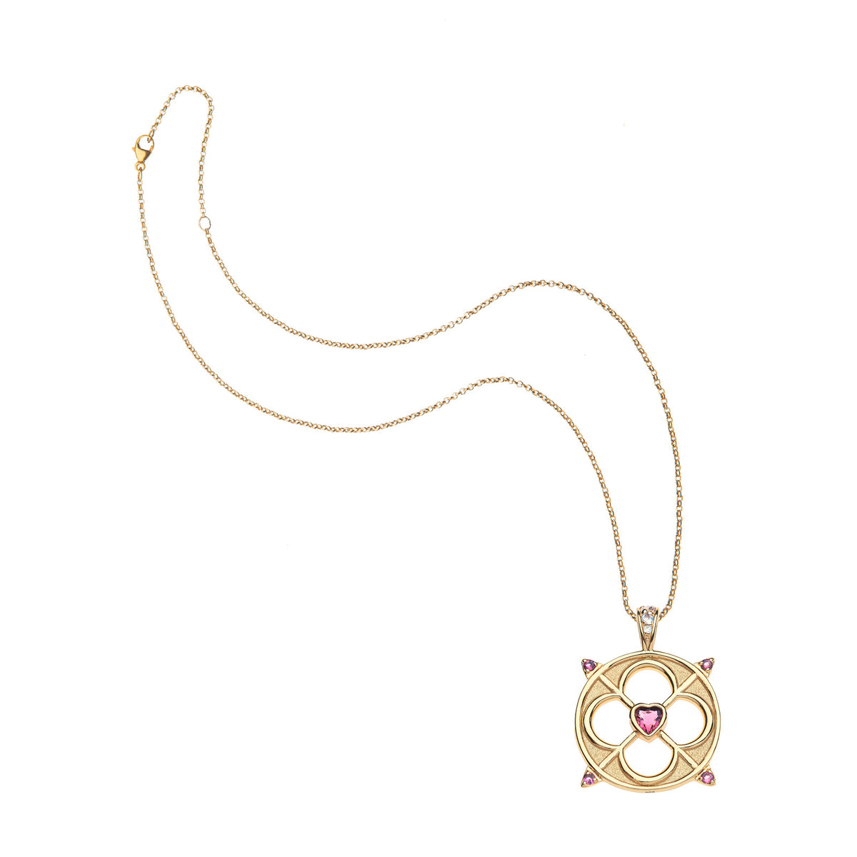 Love cutout pendant on the classic rolo chain