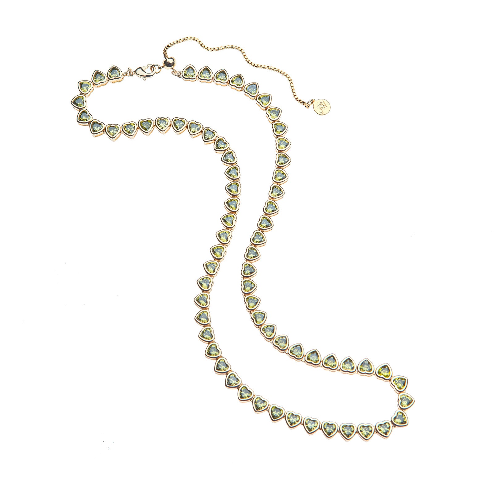 Made from love tennis necklace in olive green