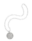 Silver Love Coin on Drawn Link Chain